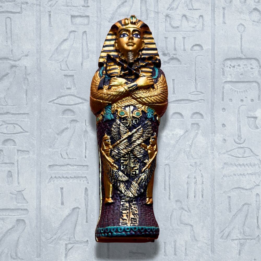Egyptian Sarcophagus King Tut Coffin Trinket Box - Gold Pharaoh Statue Decor